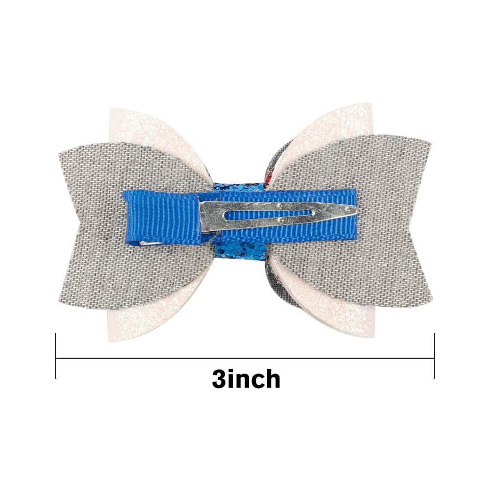 Patriotic Red And Blue Star Glitter Hair Bows