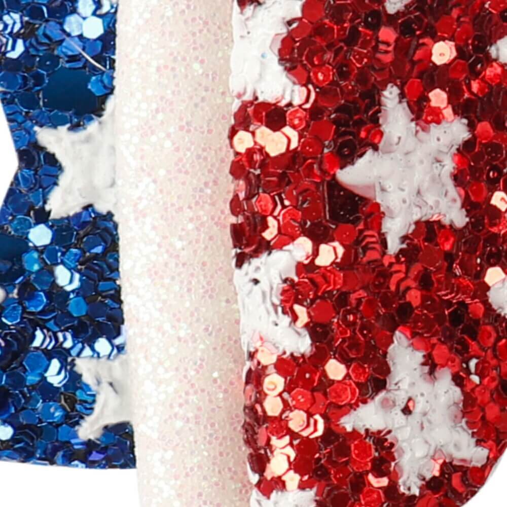 Patriotic Red And Blue Star Glitter Hair Bows