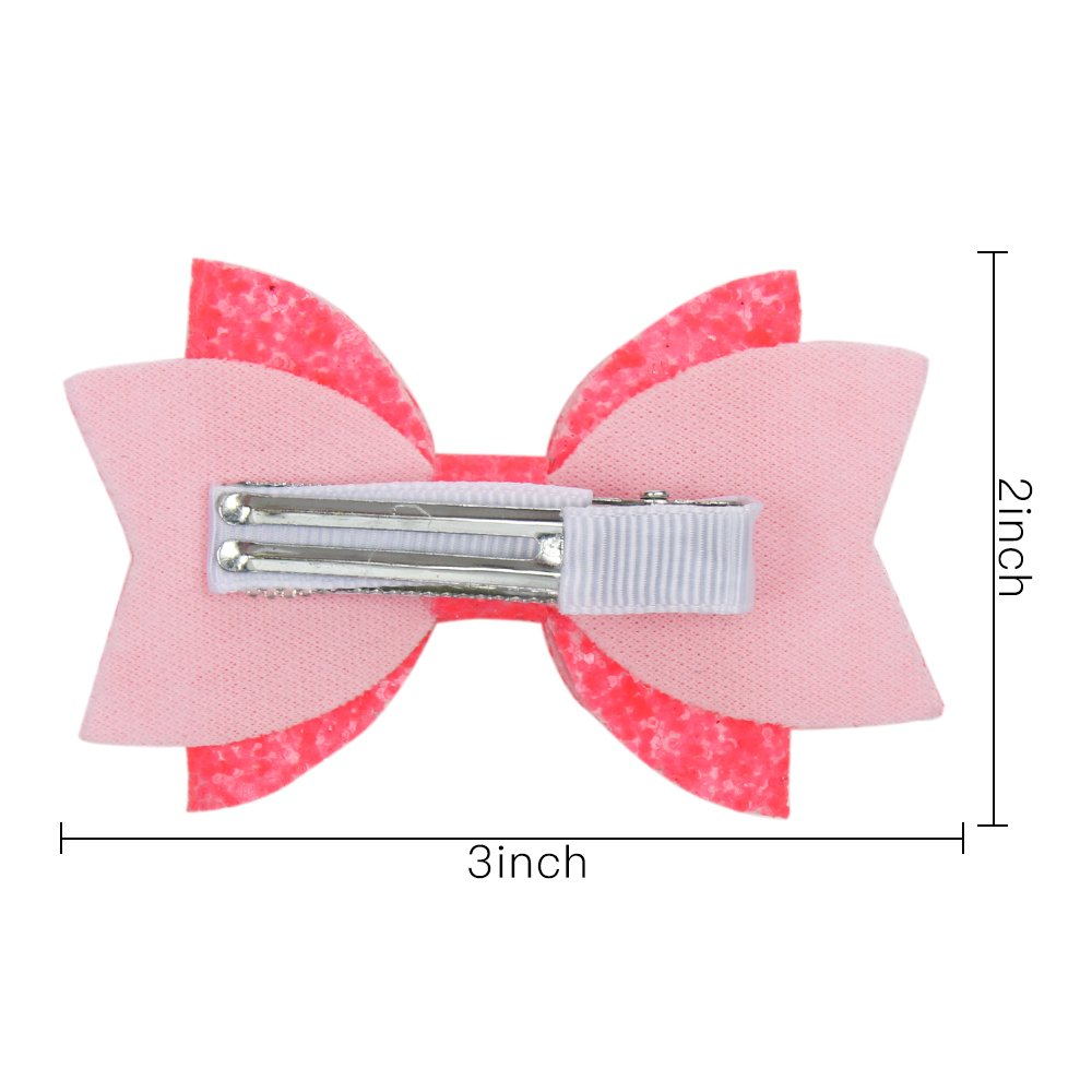 2Pcs/Set Neon Color Glitter Bows With Clips