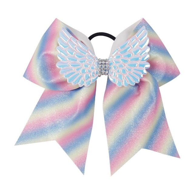 Rainbow Cheer Bow With Wings