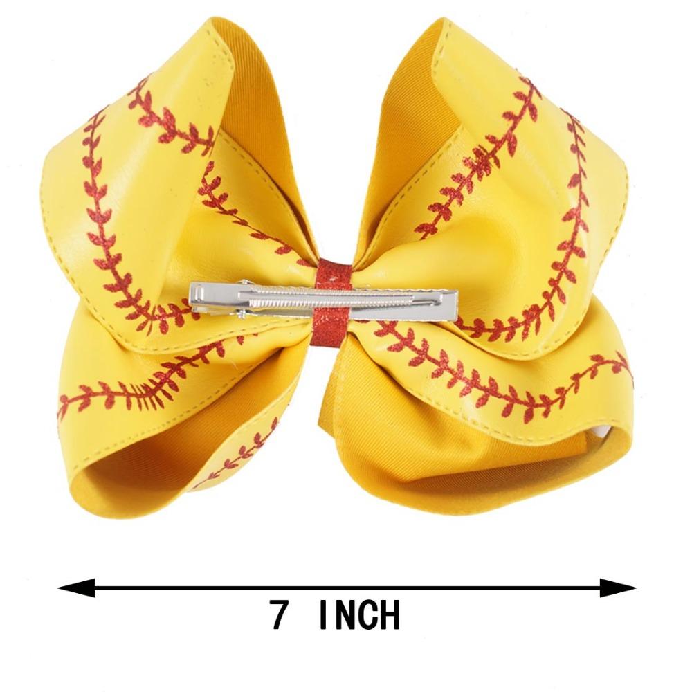 Jumbo Baseball Leather Hair Bows