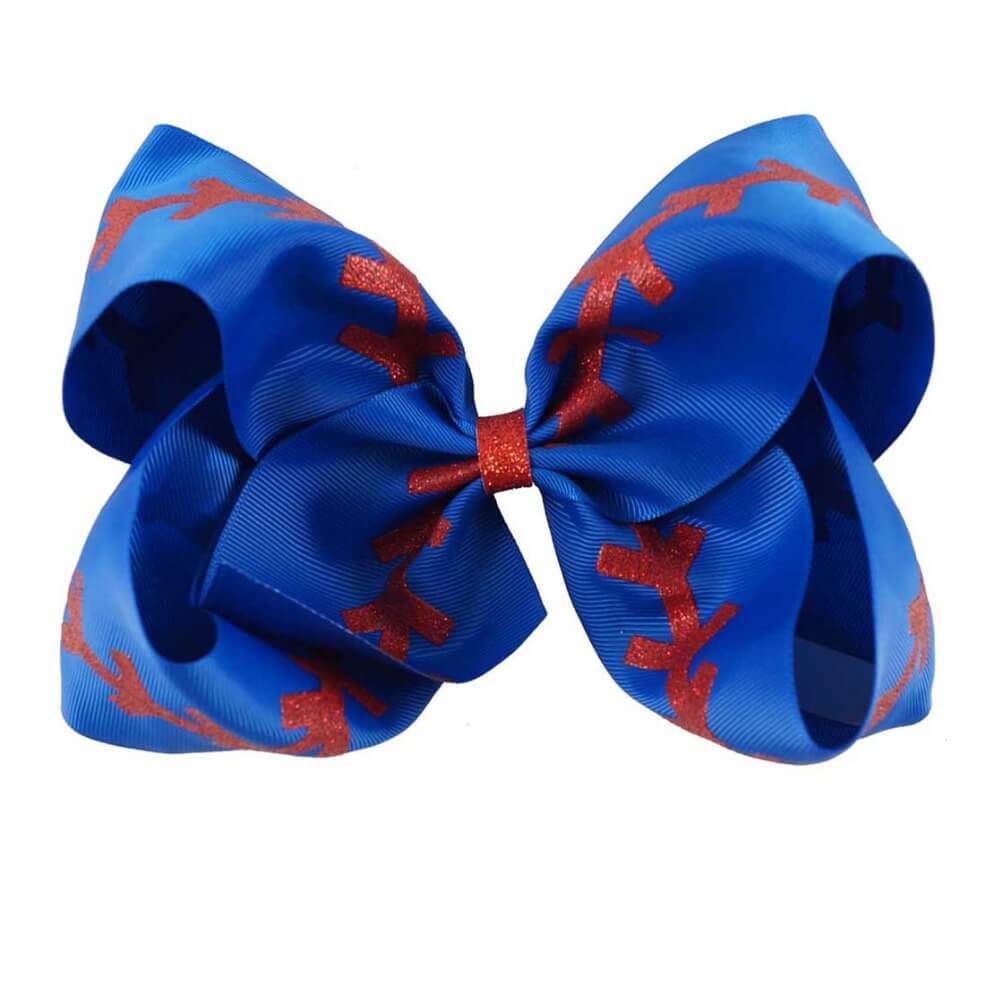 7'' Large Softball Ribbon Hair Bows