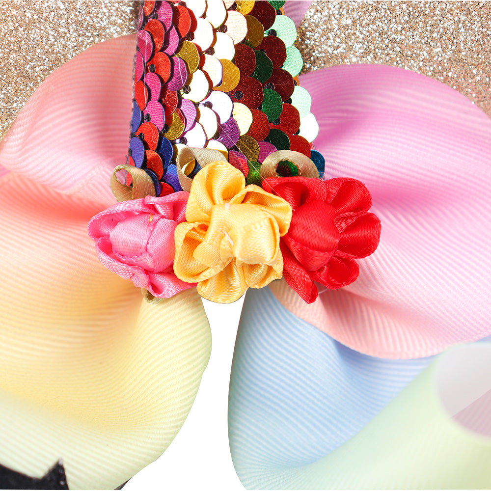 Rainbow Unicorn Hair Bows