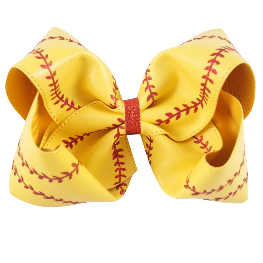 Jumbo Baseball Leather Hair Bows