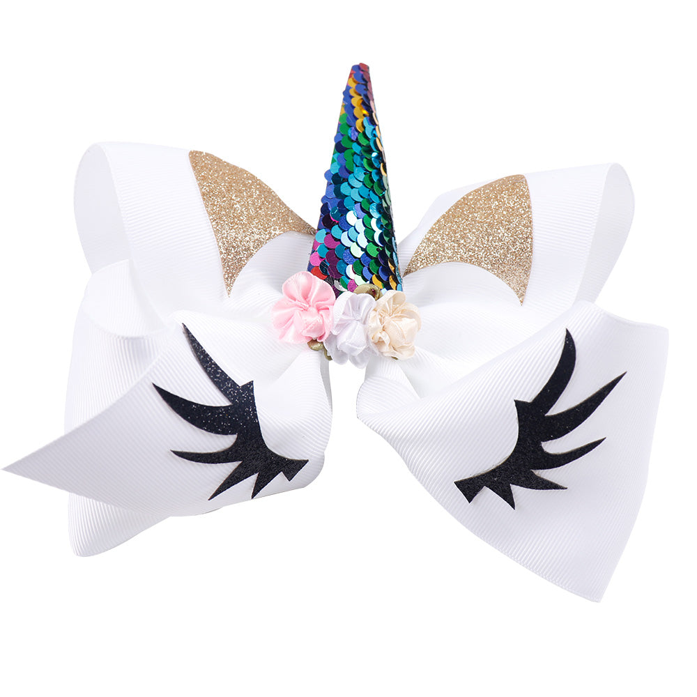 white unicorn hair clip