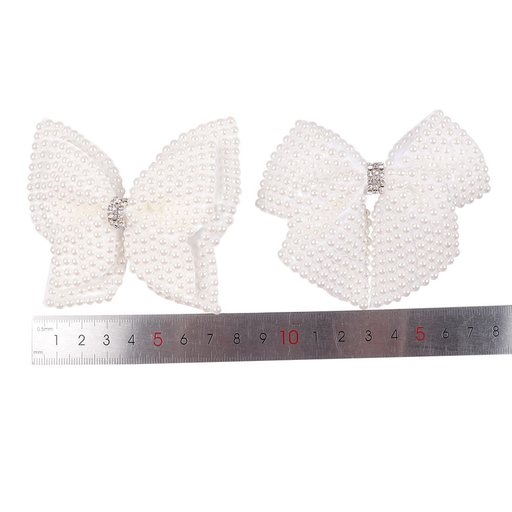 White Pearl Mini Hair Bows for Baby Girls