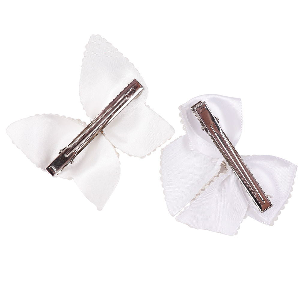 White Pearl Mini Hair Bows for Baby Girls