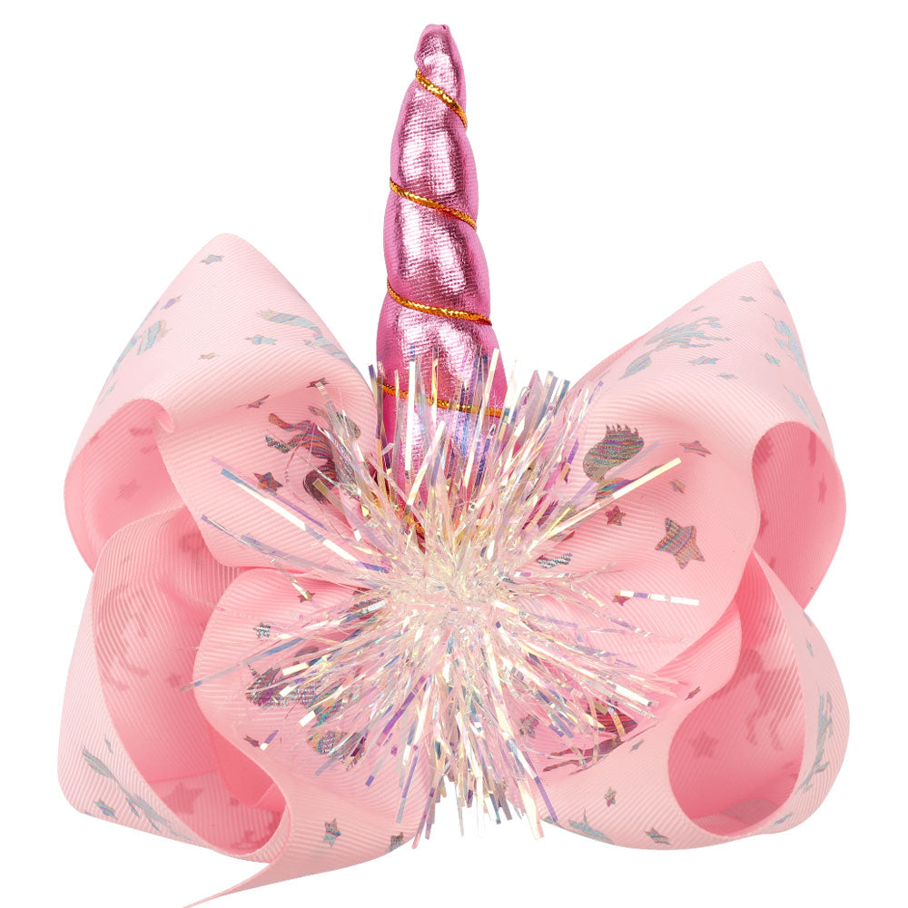 pink unicorn hair bow