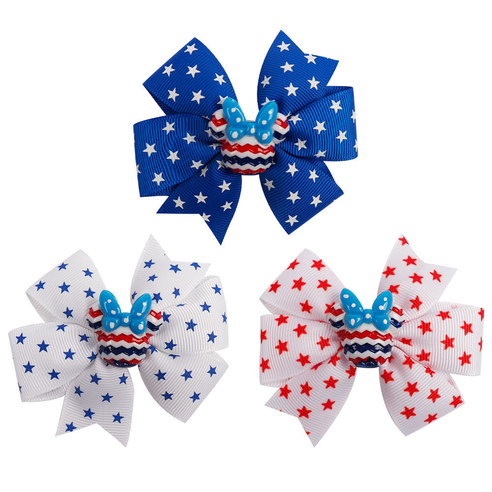 3Pcs/set  4th of July Hair Bows for Girls