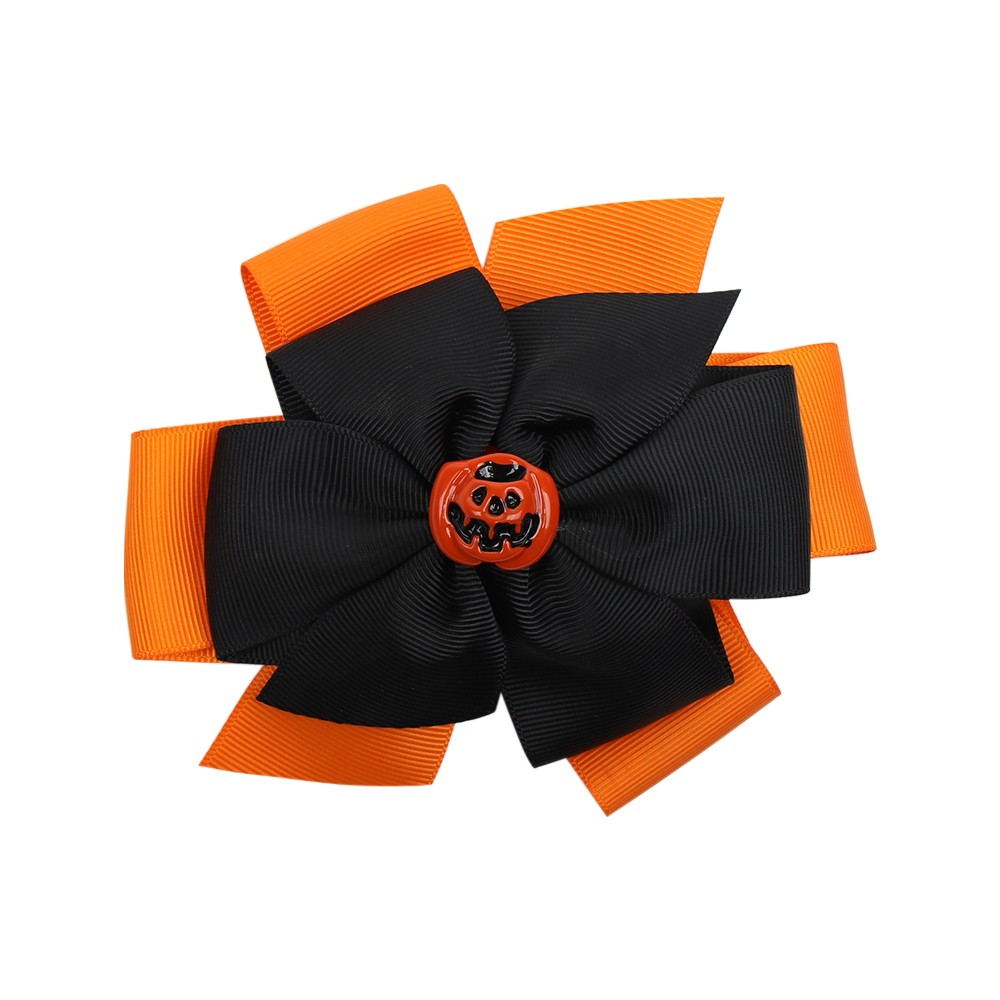 2Pcs/Set Orange & Black Two Layered Halloween Bow Clip