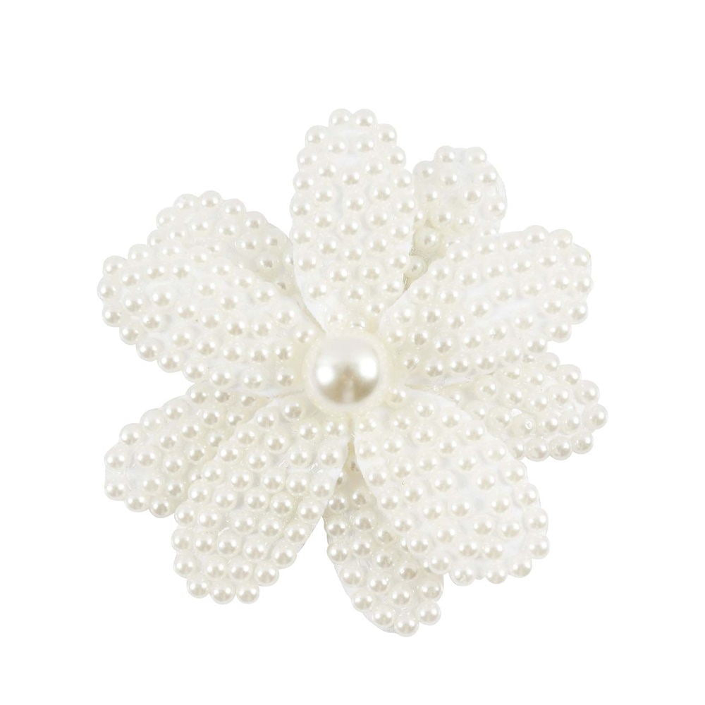 White Pearl Flower Hair Bows