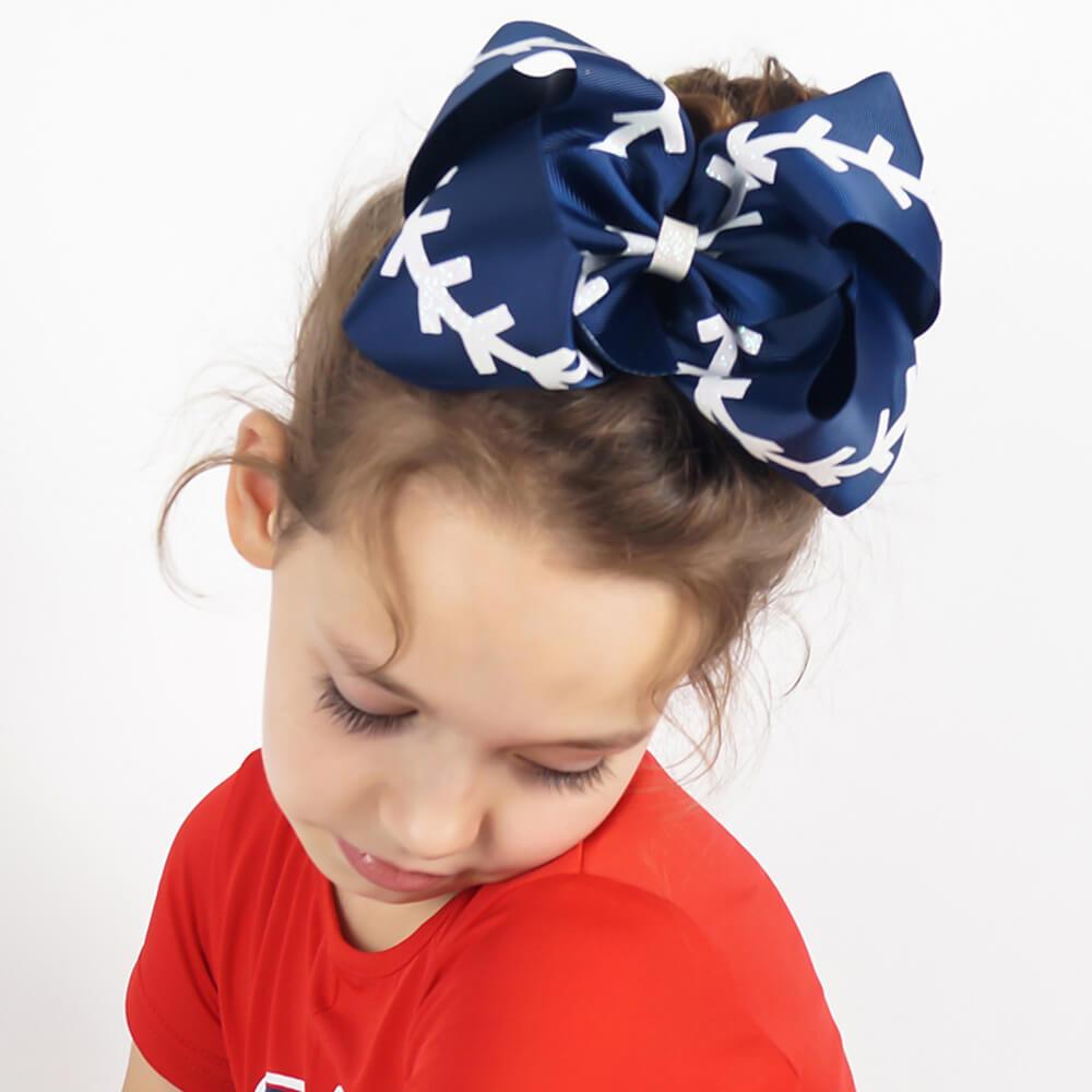 7'' Large Softball Ribbon Hair Bows