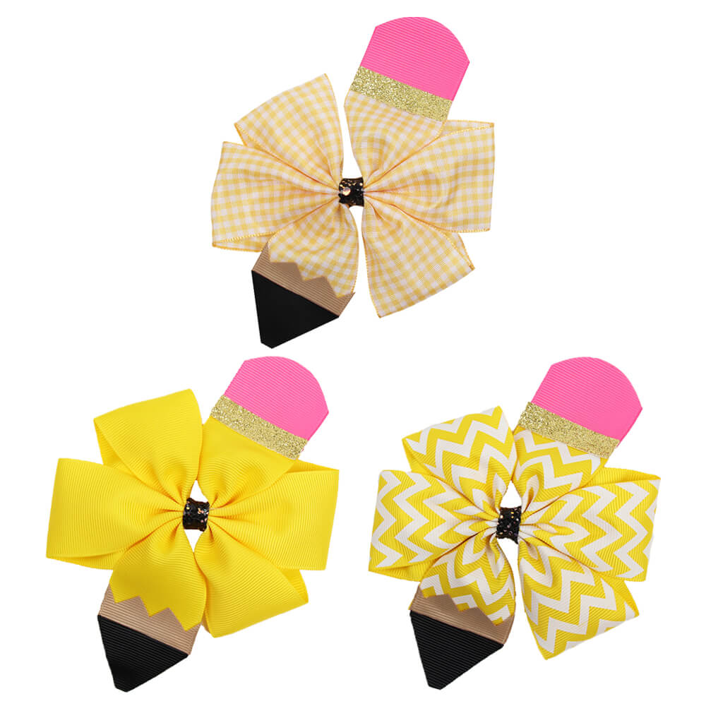 3 Pcs/Lot 4 Inch Pencil Hair Bows for Girls