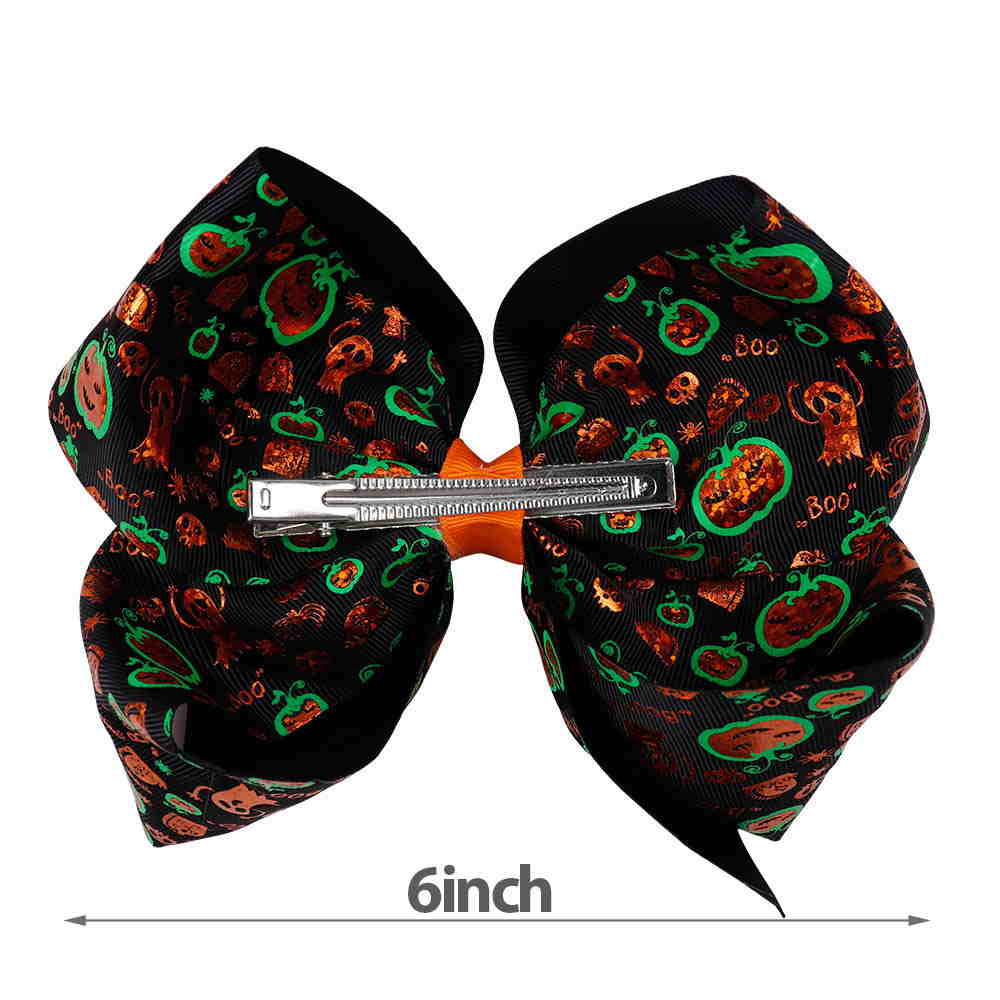 6'' Halloween Skull Grosgrain Hair Bow