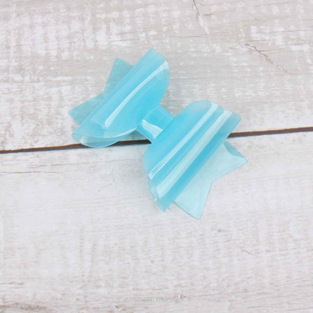 3Pcs/set Jelly Color Leather Hair Bow For School Swimming Training