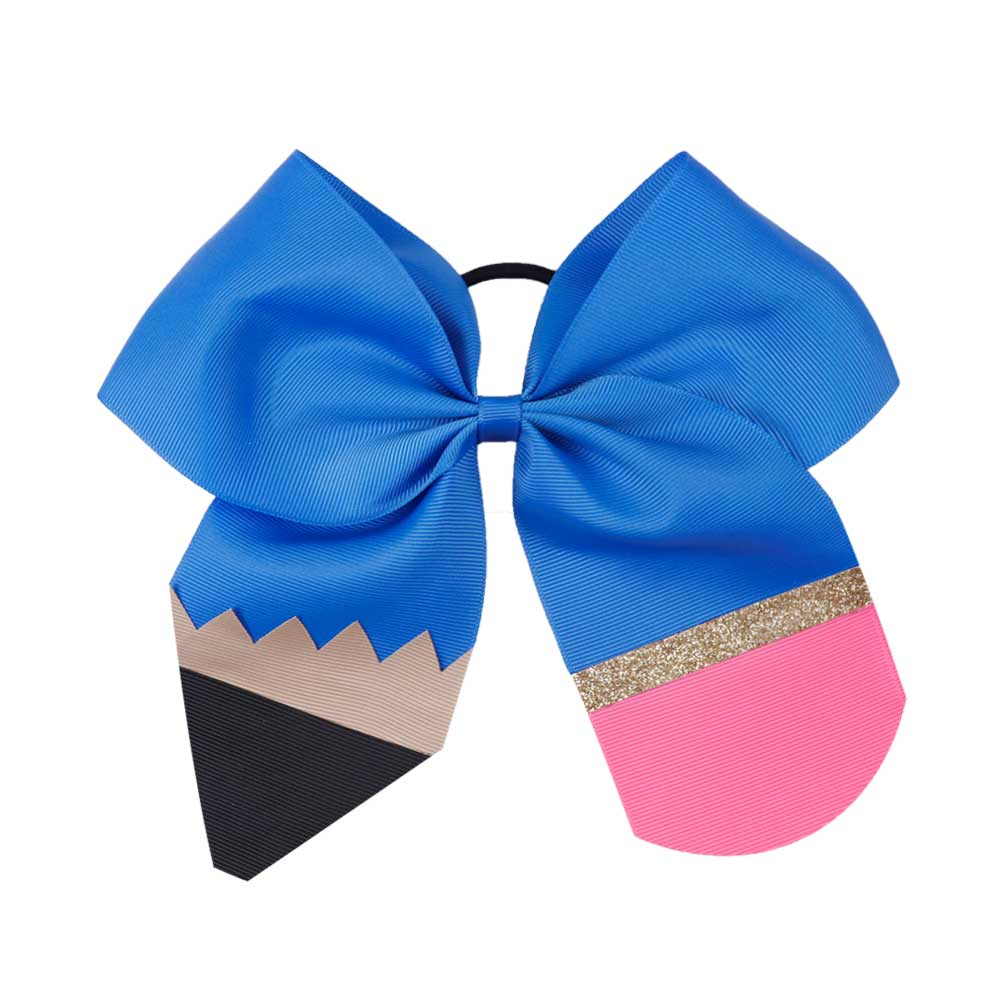 2Pcs/Set School Wear Glitter Cheer Bow With Elastic Bands