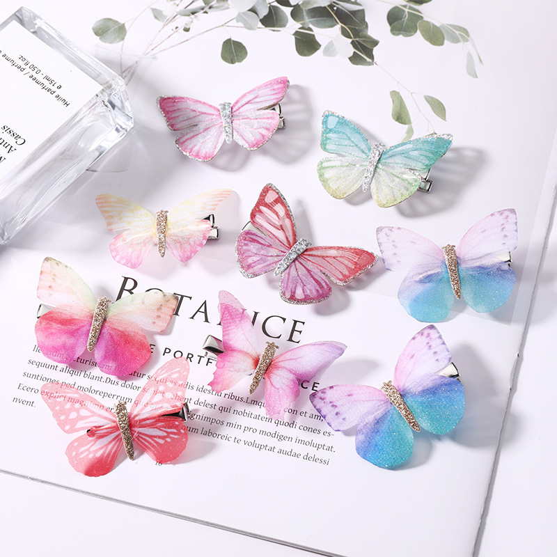 2Pcs/Set Colorful Simulation Butterfly Hair Clips for Girls