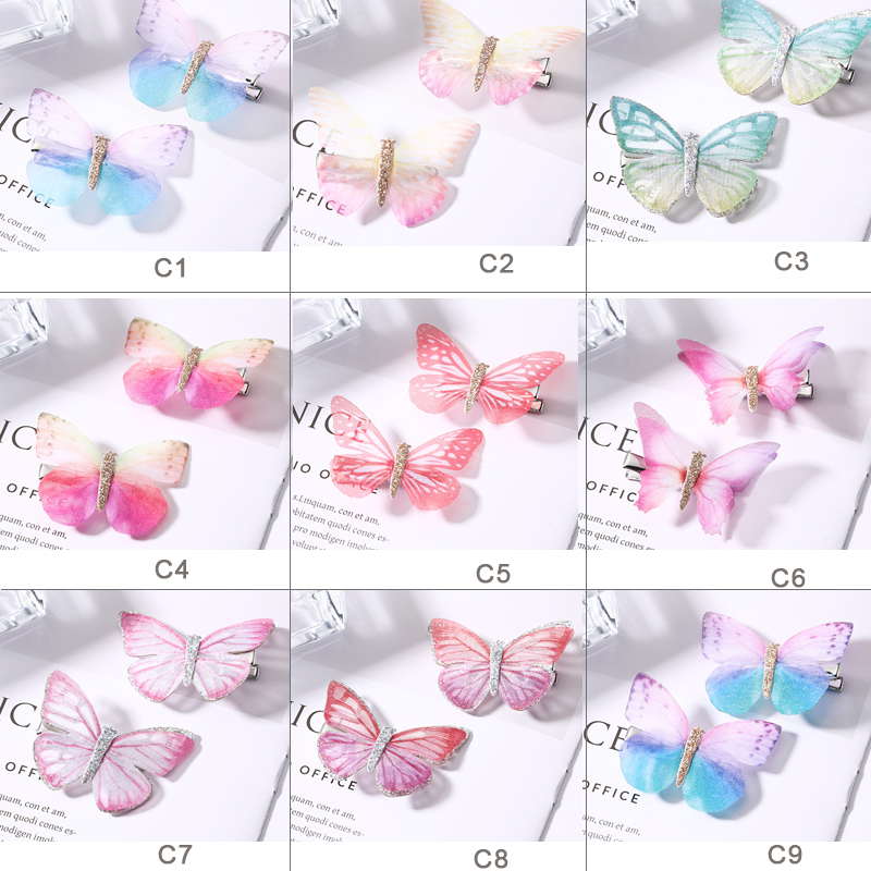 2Pcs/Set Colorful Simulation Butterfly Hair Clips for Girls