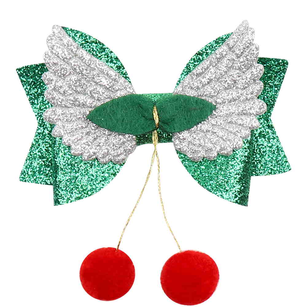 Christmas Glitter Layered Mini Hair Bows With Wings