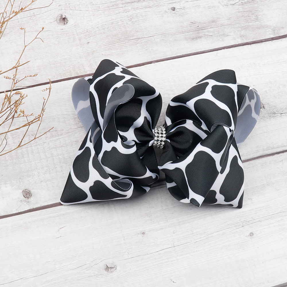 Cow Spots Rhinestone Hair Bow