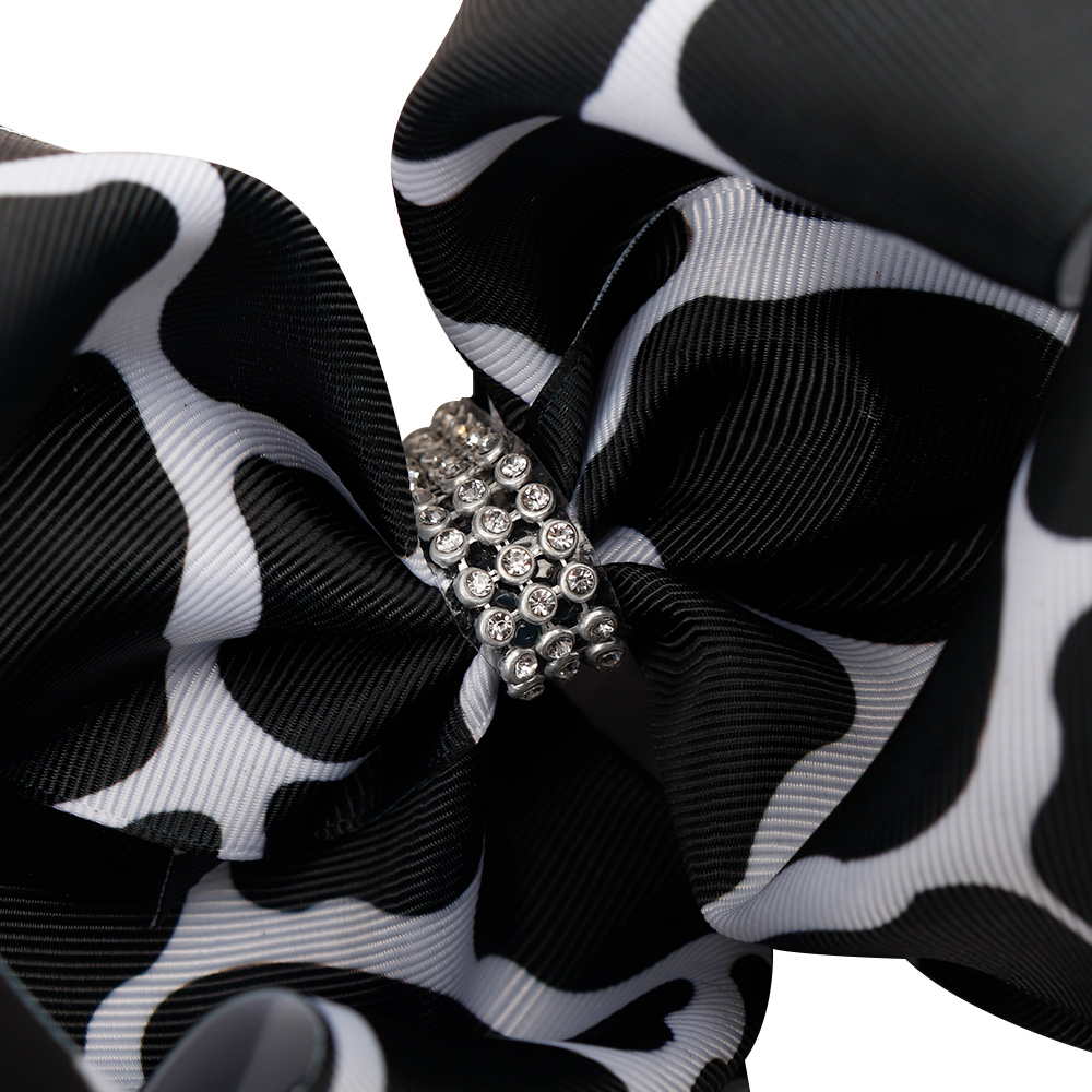 Cow Spots Rhinestone Hair Bow