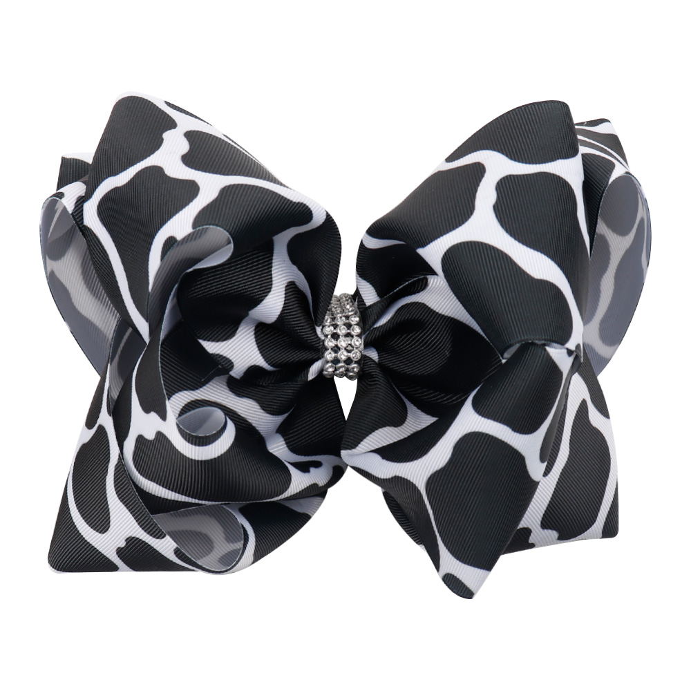 Cow Spots Rhinestone Hair Bow