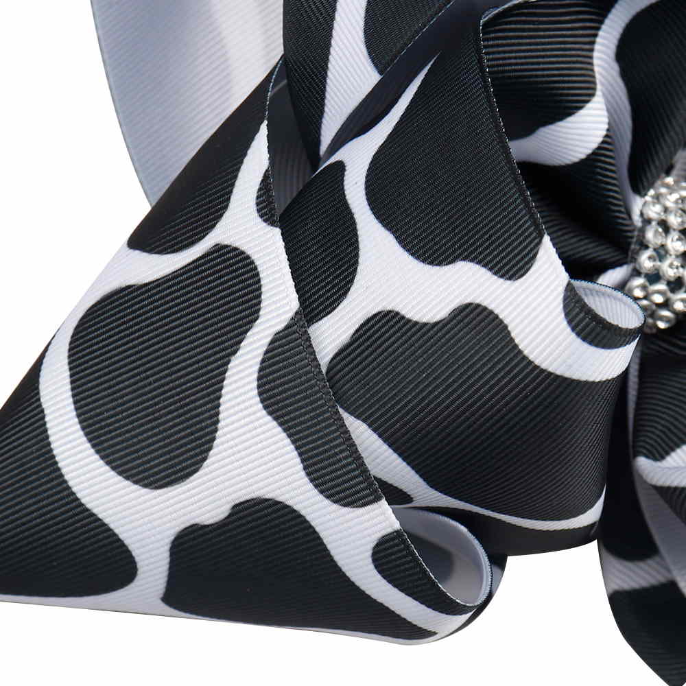 Cow Spots Rhinestone Hair Bow