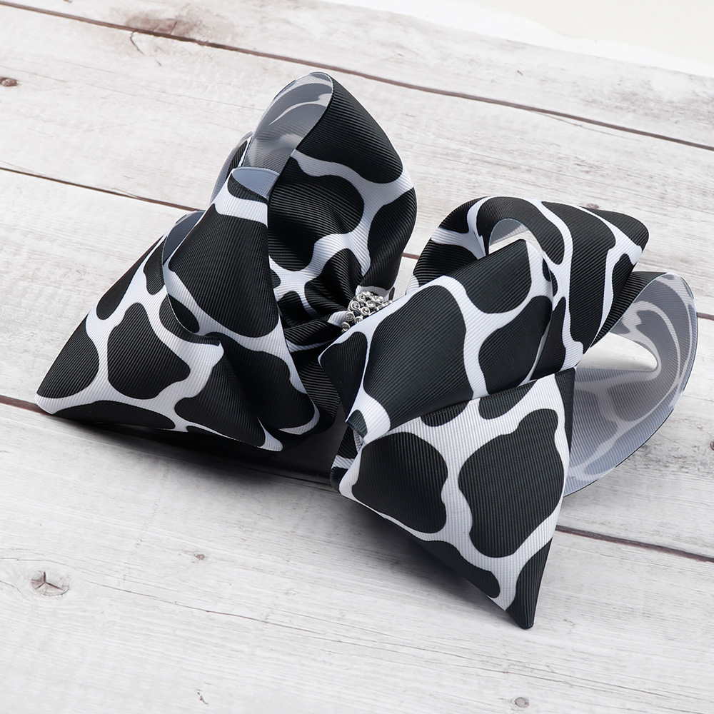 Cow Spots Rhinestone Hair Bow