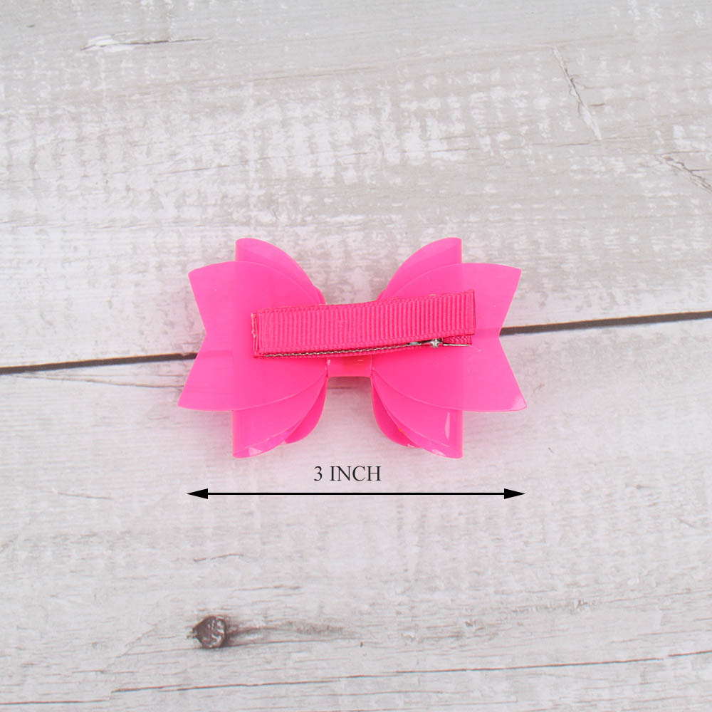 3Pcs/set Jelly Color Leather Hair Bow For School Swimming Training