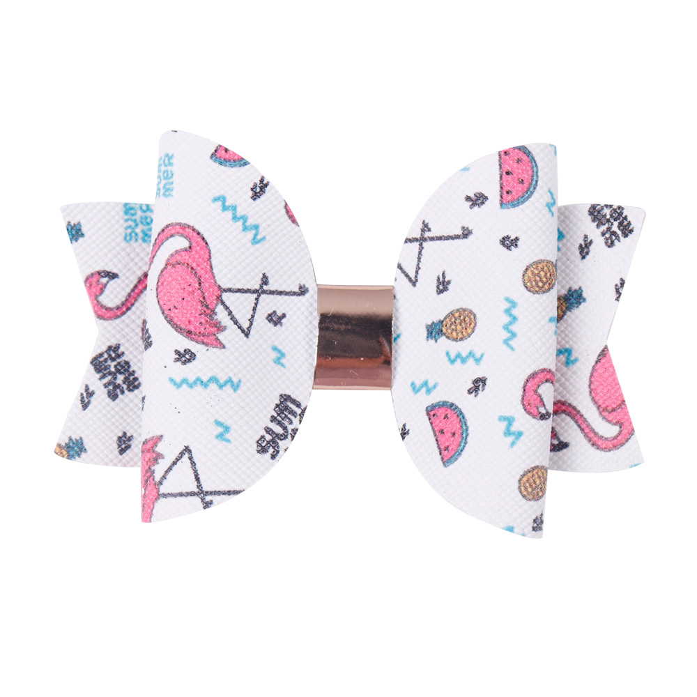 2Pc/set Leather Flamingo Hair Bow