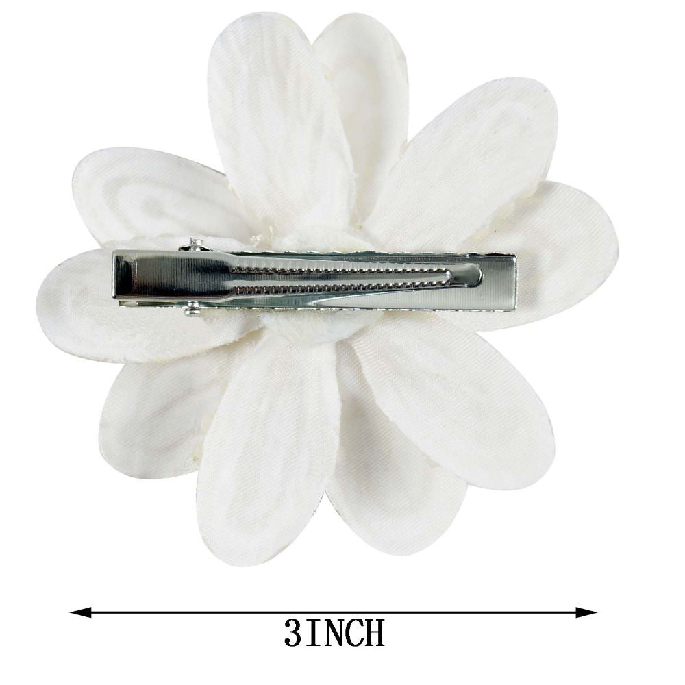 White Pearl Flower Hair Bows