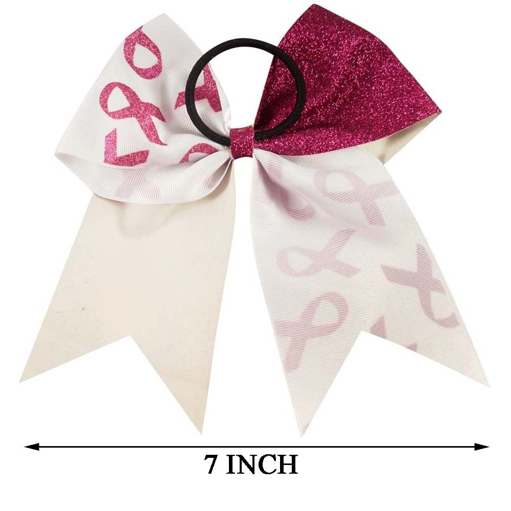 Glitter Pink Breast Cancer Awareness Cheer Bow