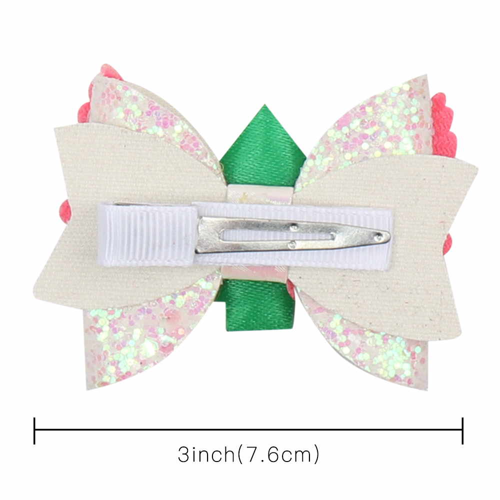 Christmas Glitter Layered Mini Hair Bows With Wings