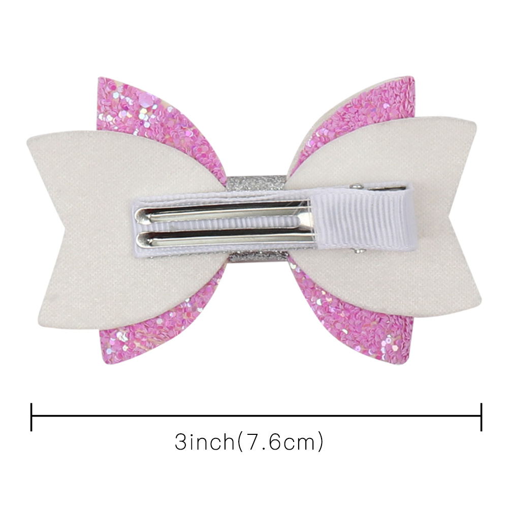 Valentine's Day Glitter & Leather Layered Bow Clip With Heart