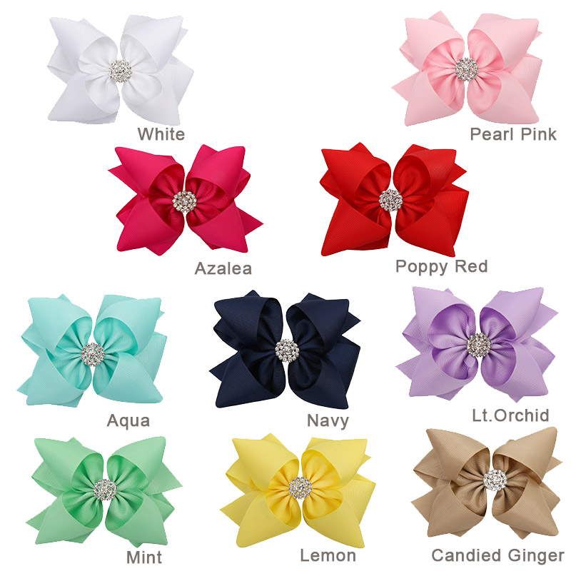 Solid Color Rhinestone Stacked Hair Bow