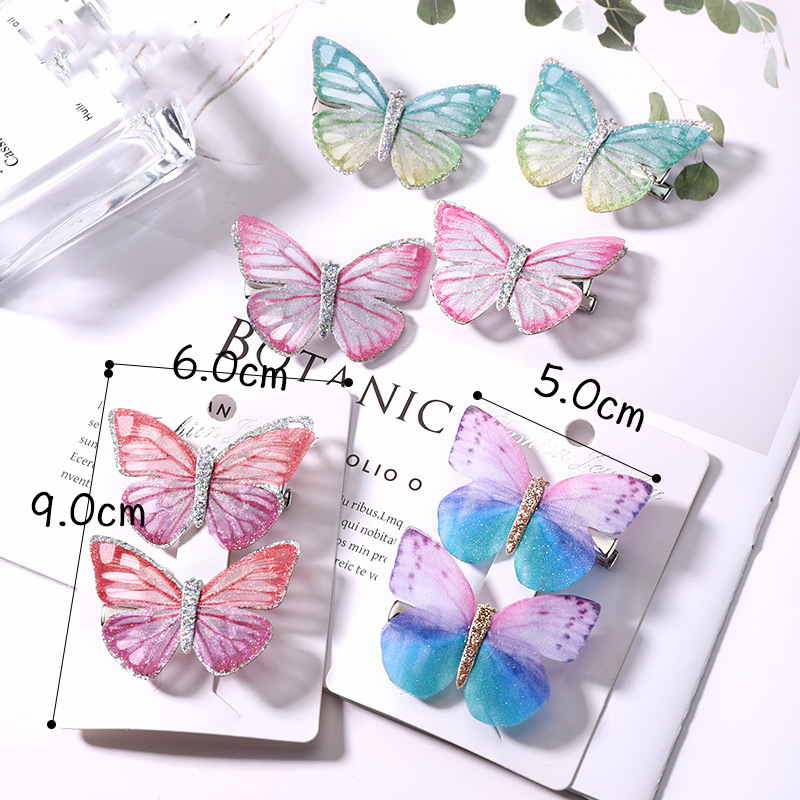 2Pcs/Set Colorful Simulation Butterfly Hair Clips for Girls