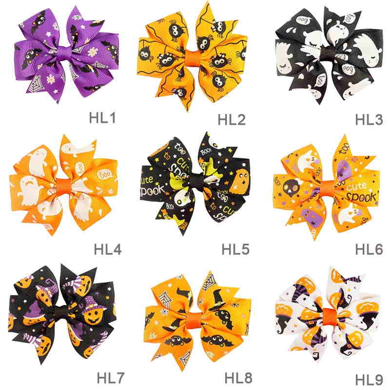 2Pcs/lot Yellow Halloween Hair Bows