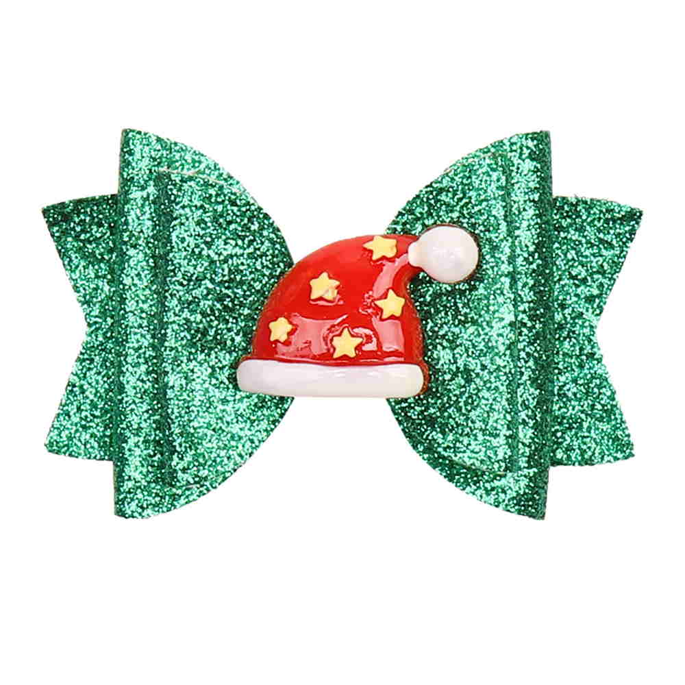 Christmas Glitter Layered Mini Hair Bows With Wings