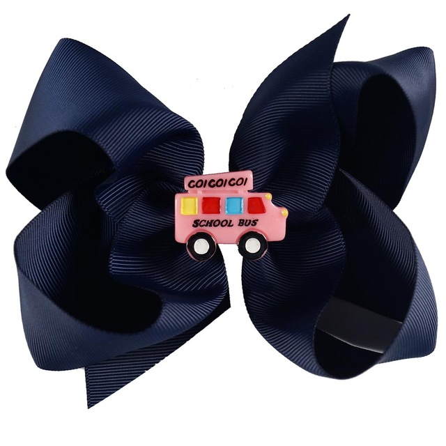 School Hair Bows With School Bus