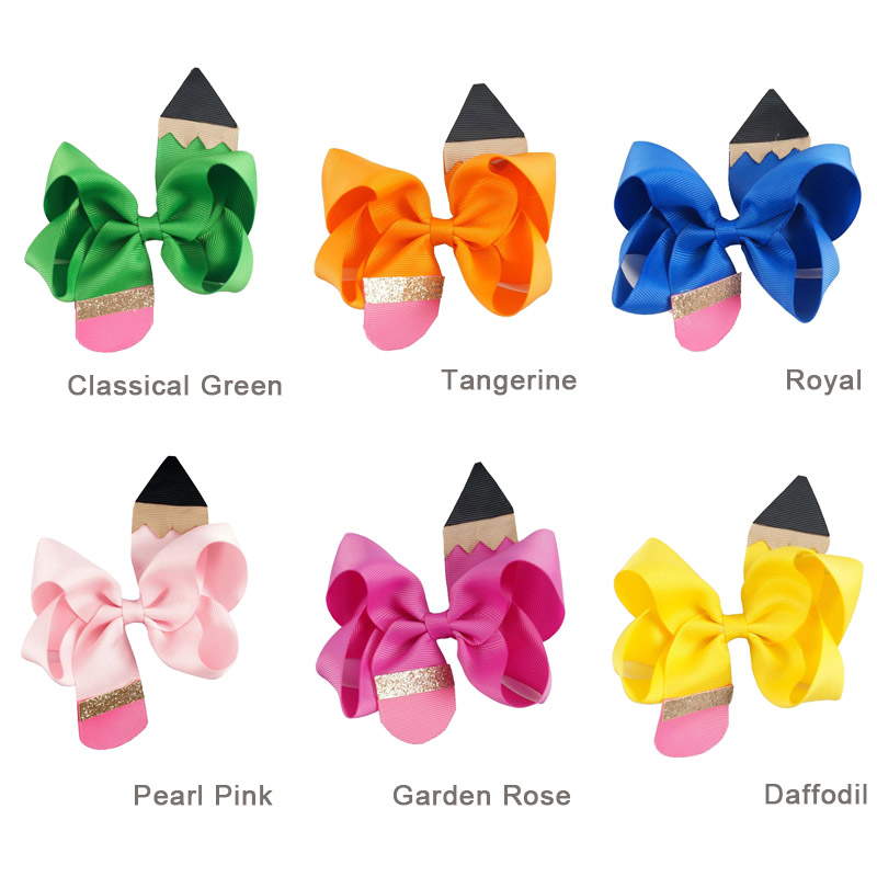 2Pcs/Set Boutique Pencil Hair Bows Clip for Girls