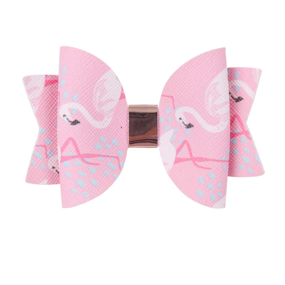 2Pc/set Leather Flamingo Hair Bow