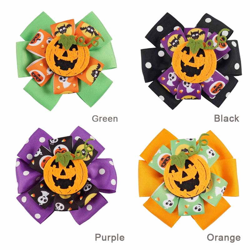 Layered Halloween Pumpkin Hair Bow