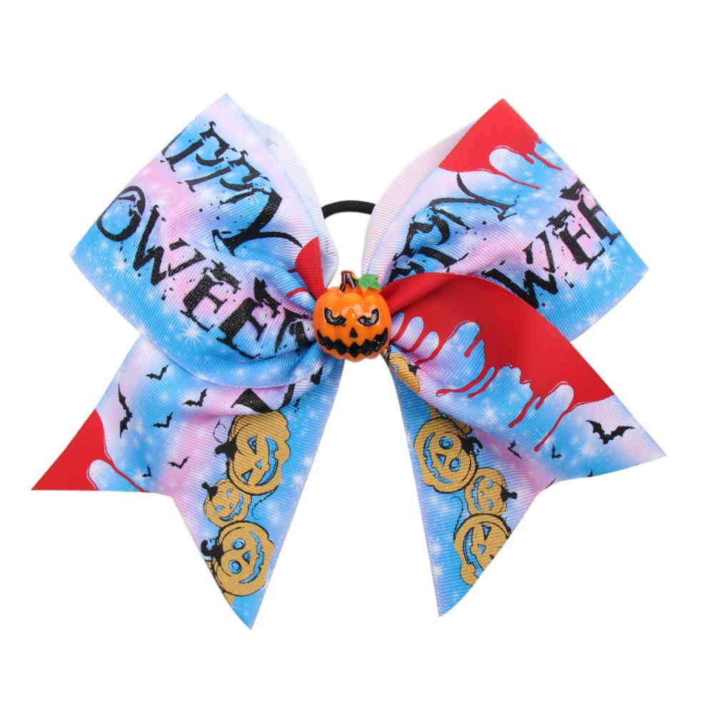 Funny Halloween Pumpkin Printed Cheer Bow