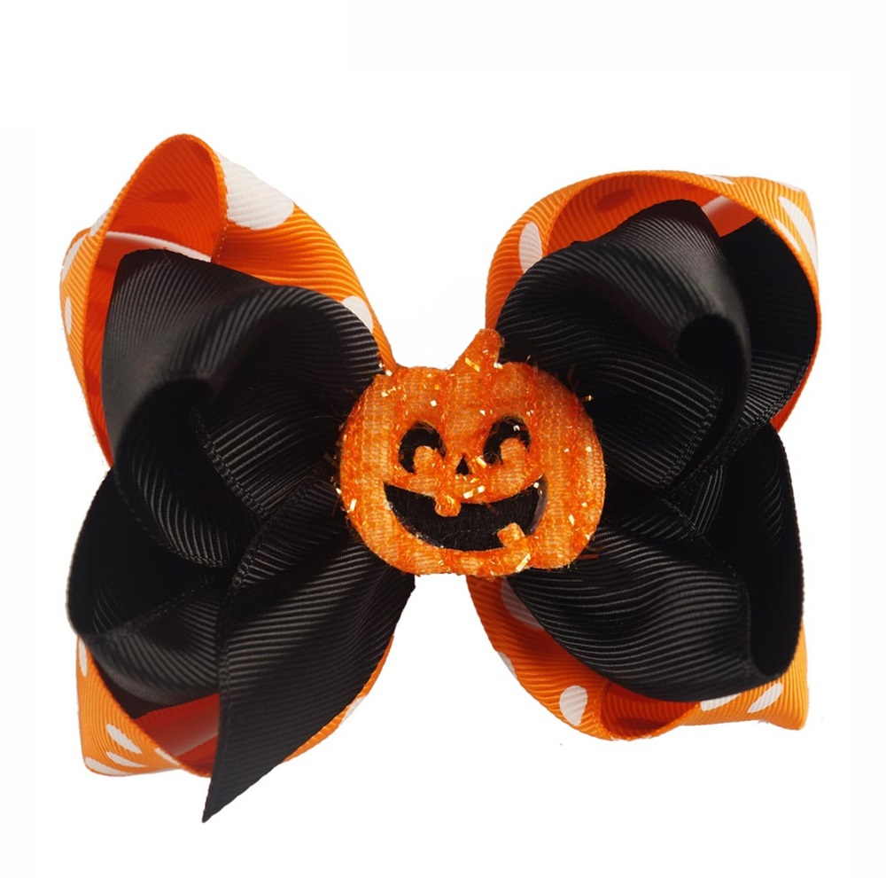 Orange & Black Pumpkin Layered Halloween Hair Clip