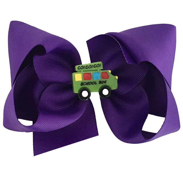 School Hair Bows With School Bus