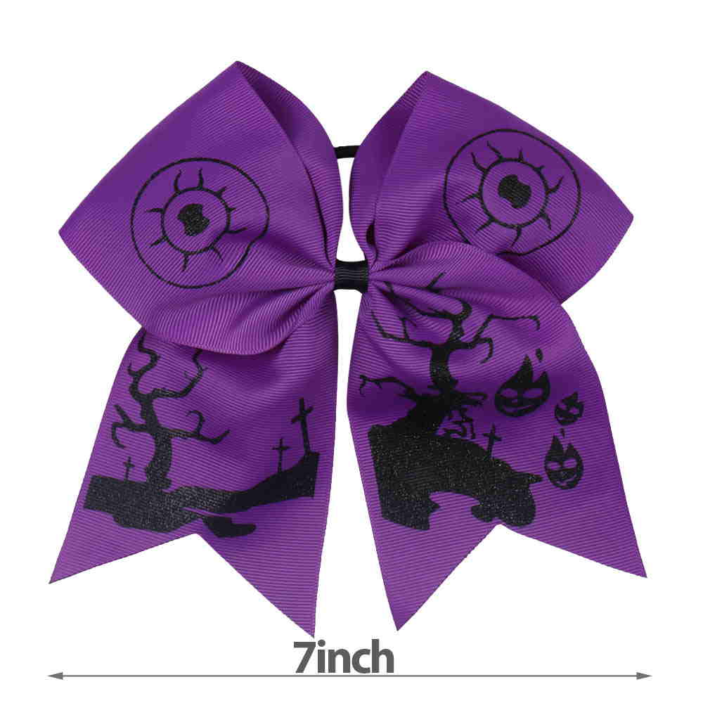 Purple Halloween Ghost Cheer Bow