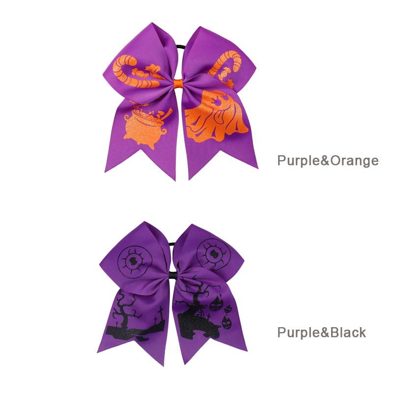 Purple Halloween Ghost Cheer Bow