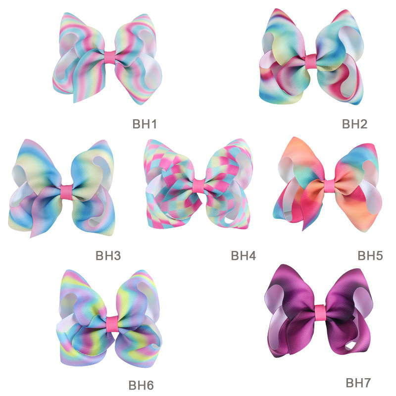 2Pcs/Set Handmade Boutique Rainbow Hair Bows