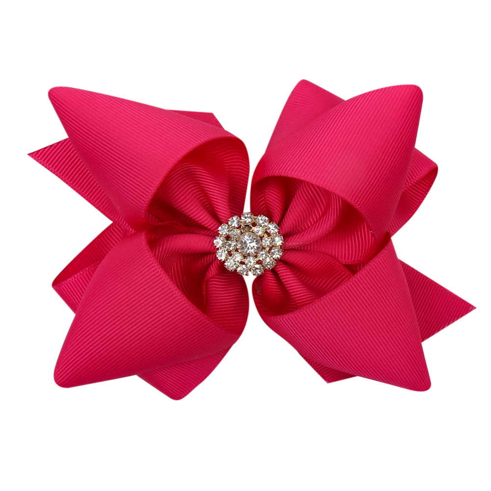 Solid Color Rhinestone Stacked Hair Bow