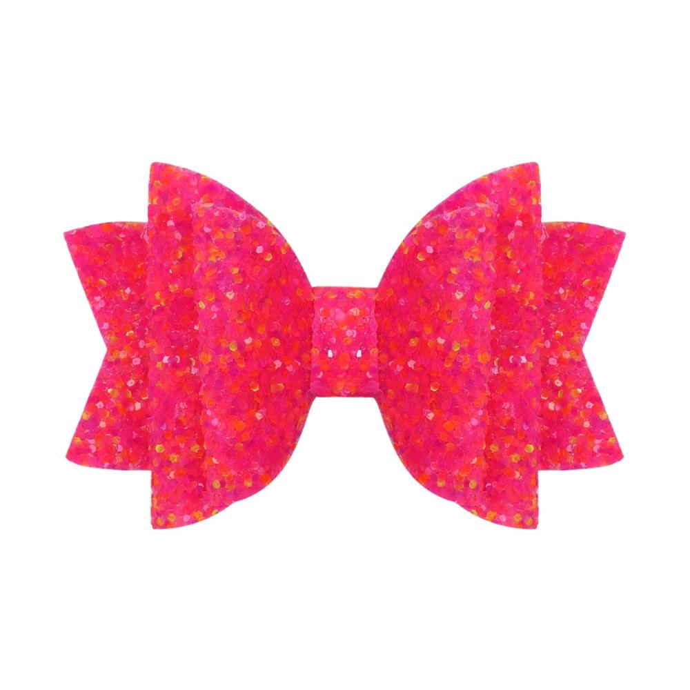 2Pcs/Set Neon Color Glitter Bows With Clips